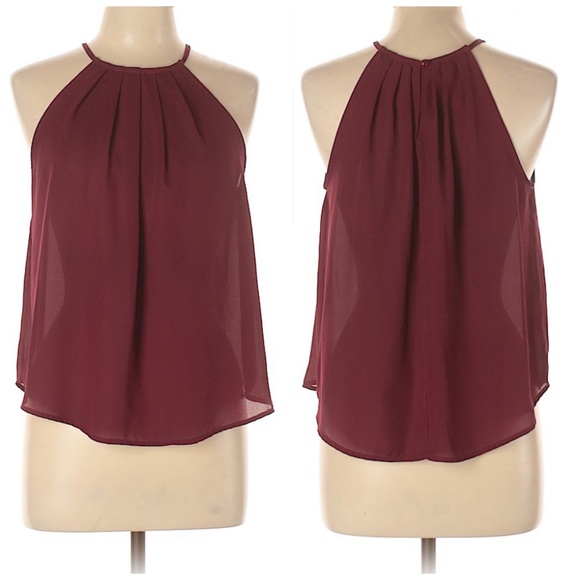 Alya Tops - Alya Burgundy Sleeveless Blouse
